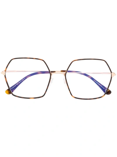 Tom Ford Hexagonal Shaped Glasses In Metallic