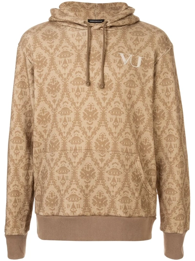 Undercover Logo Drawstring Hoodie In Brown