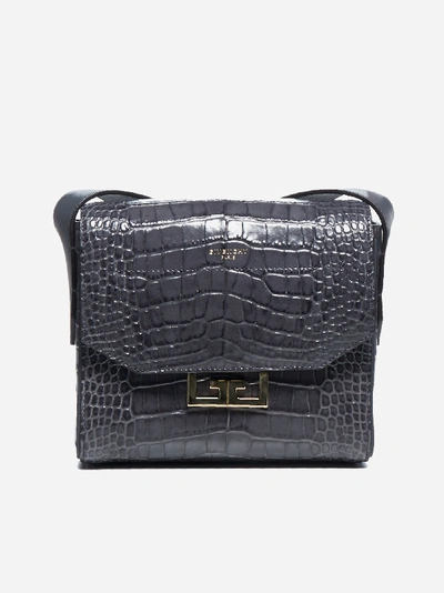 Givenchy Eden Crocodile-effect Calfskin Small Bag In Grey