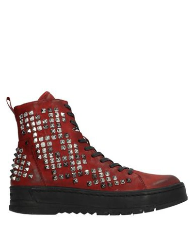 Crime London Ankle Boots In Maroon