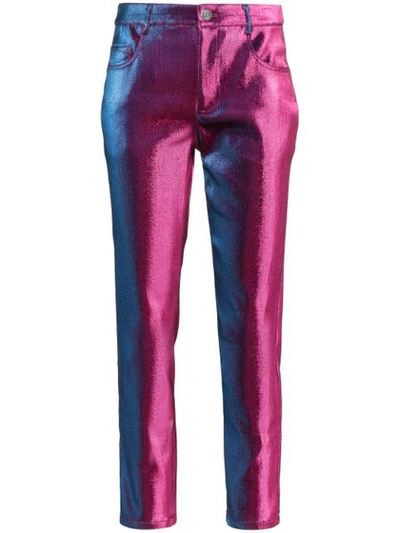 Area Straight Leg Stretch Lamé Pants In Pink