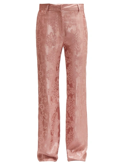 Ann Demeulemeester Viscose & Silk Satin Jacquard Pants In Pink