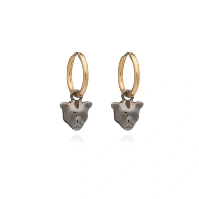 Rachel Jackson London Mini Panther Hoop Earrings - Black & Gold