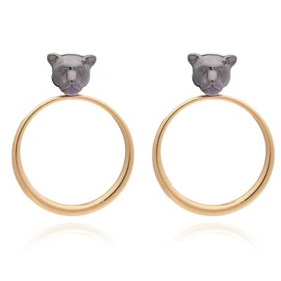 Rachel Jackson London Full Moon Panther Hoop Earrings - Black & Gold