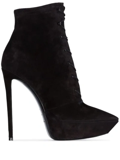 Saint Laurent Betty Lace-up Ankle Boots In Black