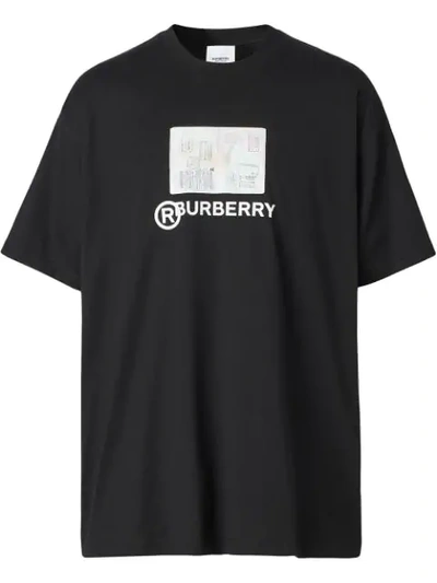 Burberry Passport-print T-shirt In Black