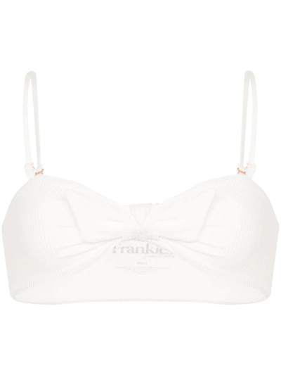 Frankies Bikinis Enzo Tie-front Bandeau Bikini Top In White