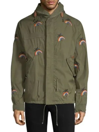 As65 Rainbow Palm Embroidered Parka In Dark Green