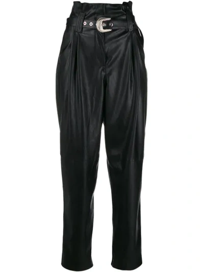 Pinko High-waisted Belted Trousers In Black