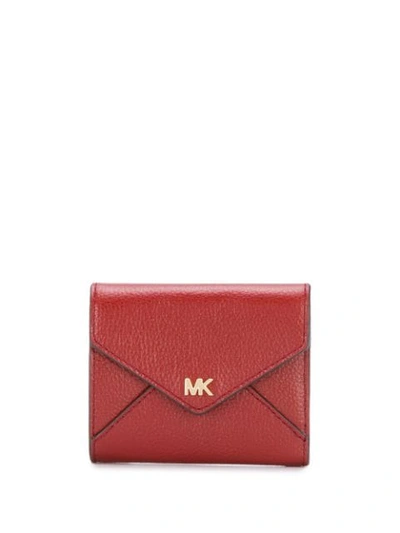 Michael Michael Kors Logo Plaque Foldover Wallet In Red