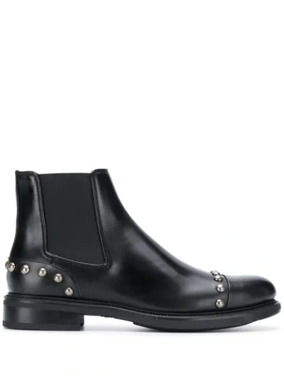 Santoni Stud Embellished Chelsea Boots In Black