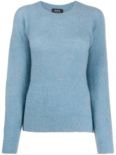 Apc Crew Neck Knitted Sweater In Blue