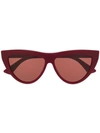 Bottega Veneta Bv1018s Cat-eye Frame Sunglasses In Red