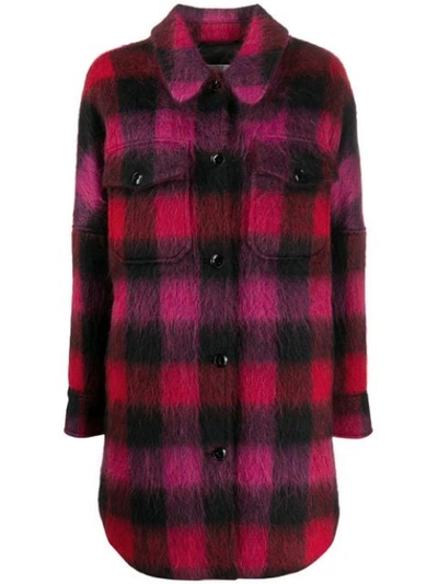Woolrich Check Print Shirt Coat In Red