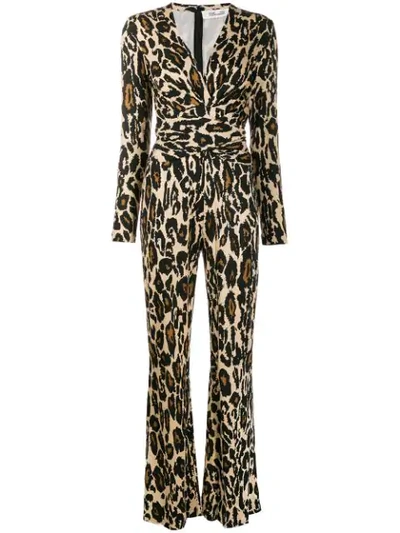Diane Von Furstenberg Leopard Print Jumpsuit In Brown