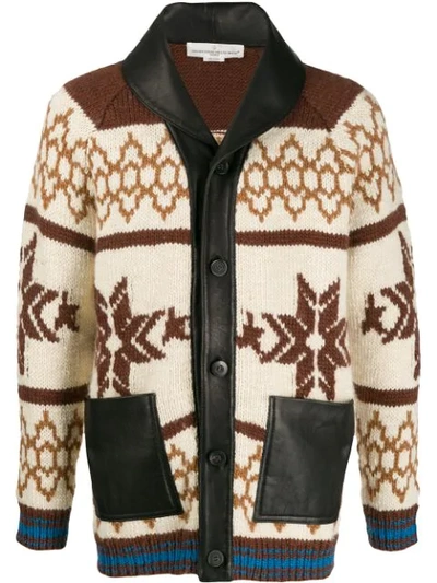 Golden Goose Intarsia Festive Knit Cardigan In Brown