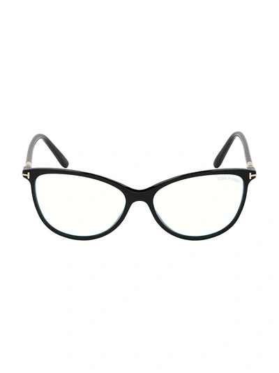 Tom Ford 54mm Blue Block Cat Eye Eyeglasses In Black