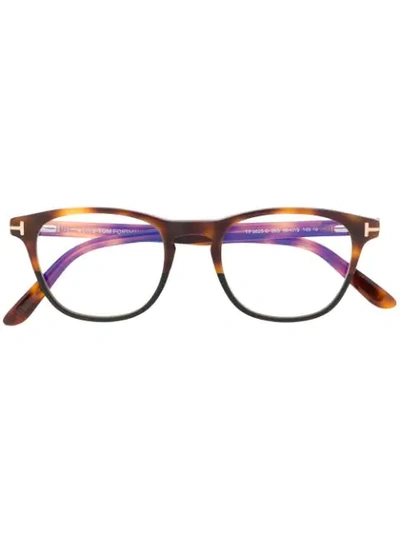 Tom Ford Square Shaped Glasses In Brown