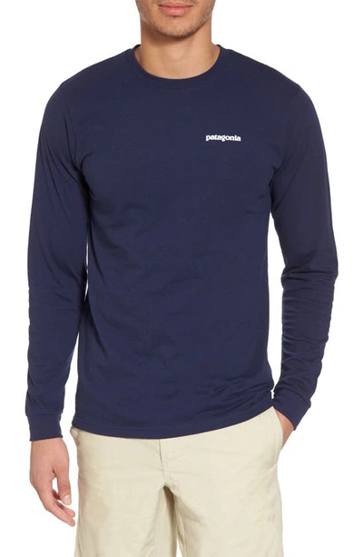 Patagonia Line Logo Long Sleeve Responsibili-tee T-shirt In Classic Navy