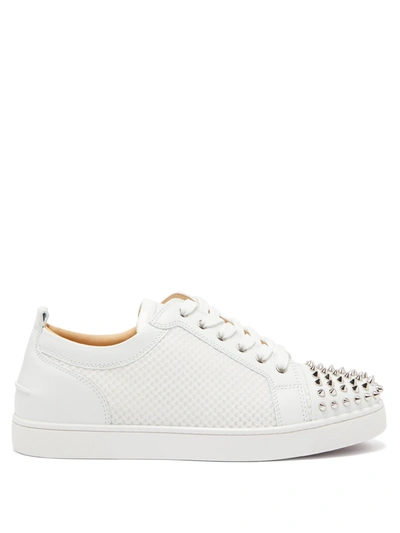 Christian Louboutin Ac Louis Junior Spikes Mesh And Leather Trainers In Version+white