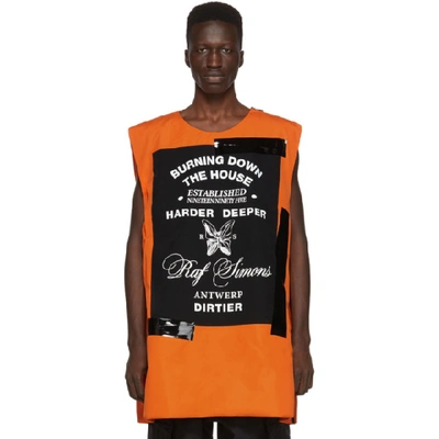 Raf Simons Orange Templa Edition Oversized Wadded Vest In 00030 Orang