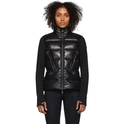 Moncler Bi-material Zipped Jacket In 999 Black