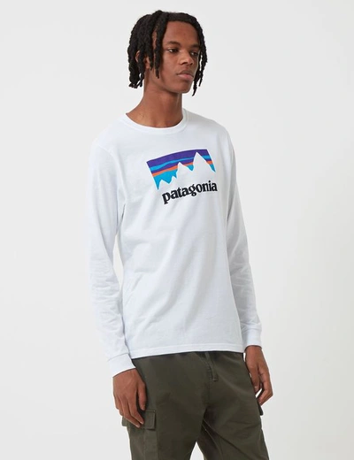 Patagonia Long Sleeve Shop Sticker Responsibili-tee T Shirt - White In Shop Sticker White