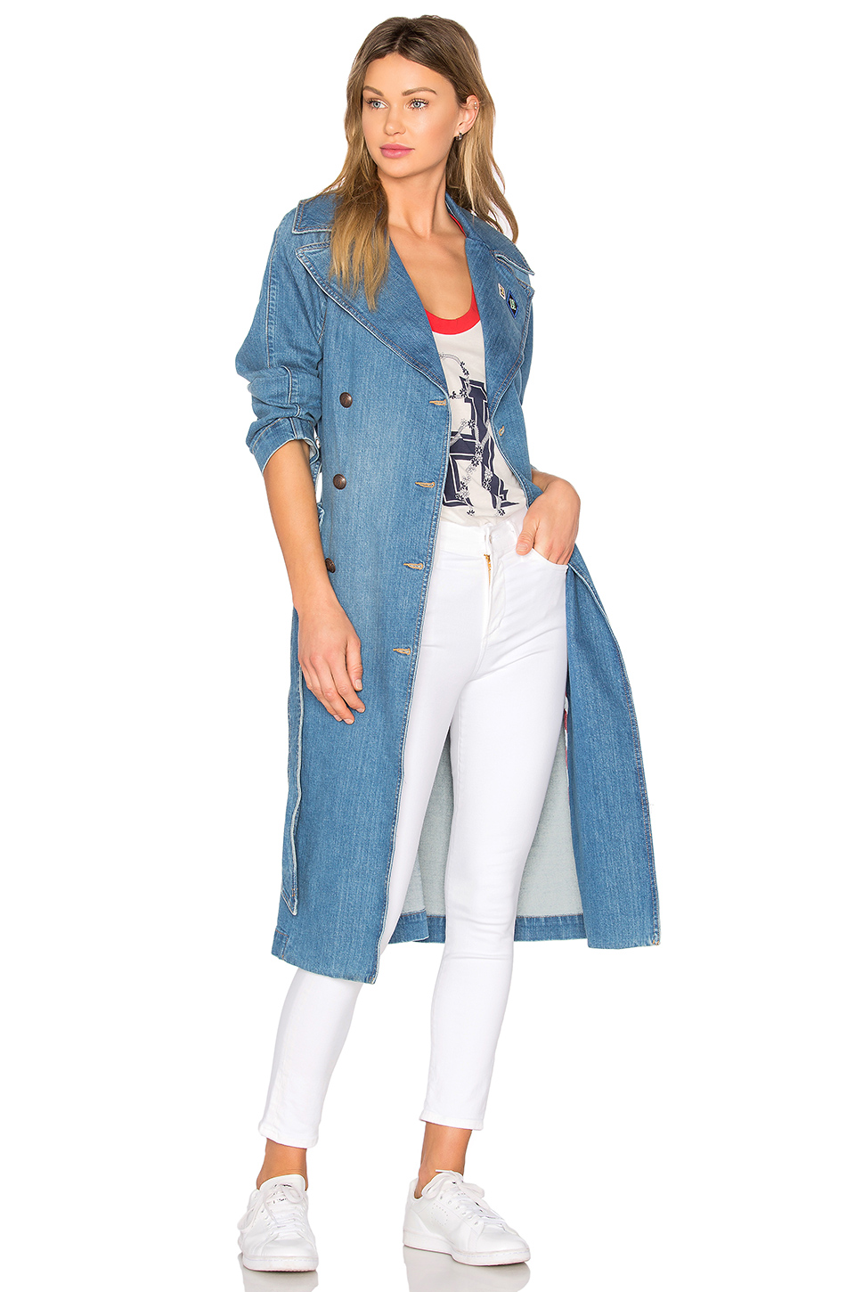 Cotton Denim Trench Coat Gigi Hadid Blue In Elmira