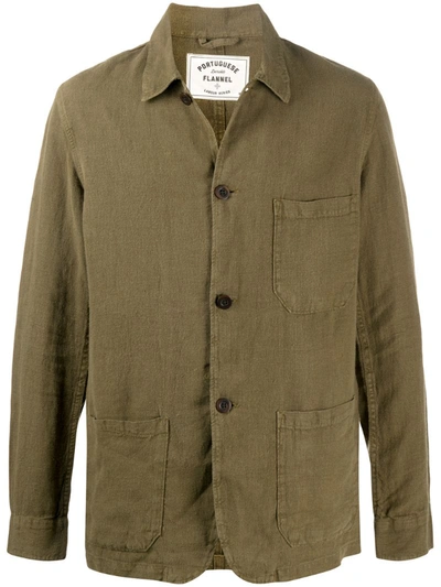 Portuguese Flannel Labura Patch-pocket Shirt Jacket In Green