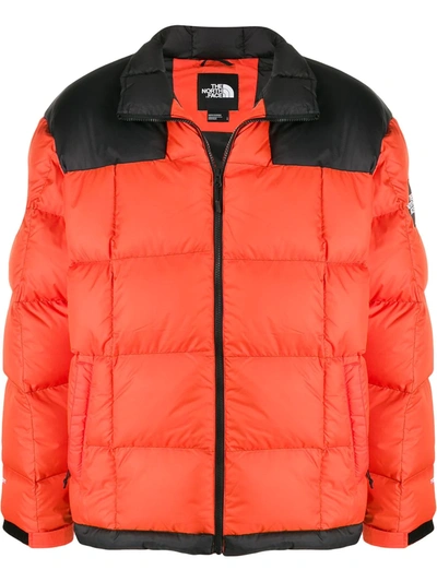 The North Face Lhotse Padded Colour-blocked Shell-down Jacket In Orange,black