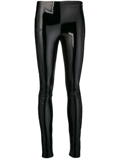 Karl Lagerfeld Faux Patent Slim-fit Leggings In Black
