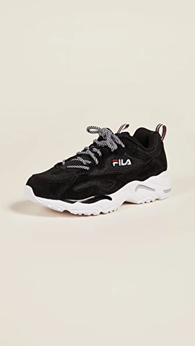 Fila Ray Tracer Sneakers In Black/white/ Red