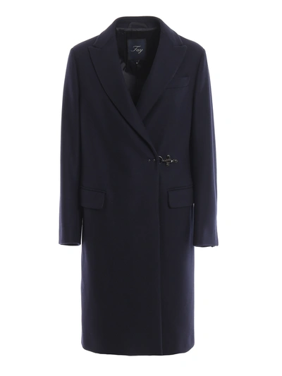 Fay Blue Wool And Cashmere Hook Coat