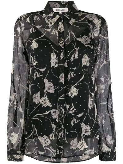 Diane Von Furstenberg Lorelei Chiffon Shirt In Black