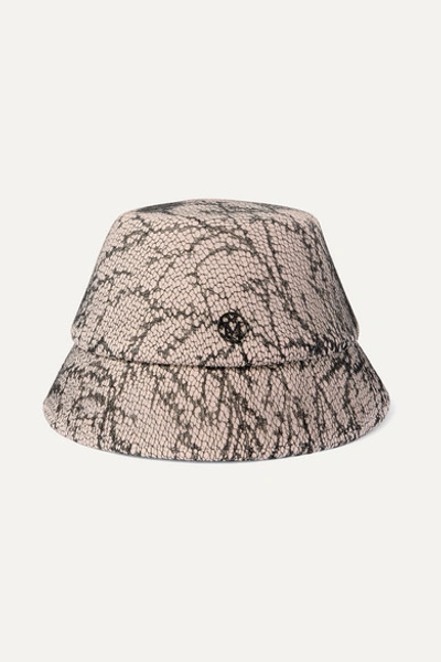 Maison Michel Souna Rabbit-felt And Lace Bucket Hat In Beige