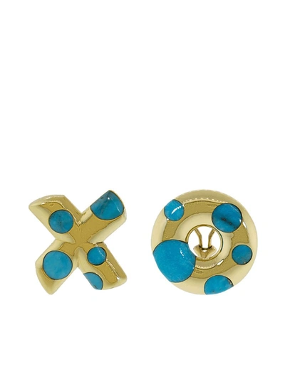 Retrouvai 18kt Yellow Gold Xo Stud Earrings In Ylwgold