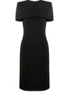 Givenchy Crepe Wool Dress With Removable Capelet In Black