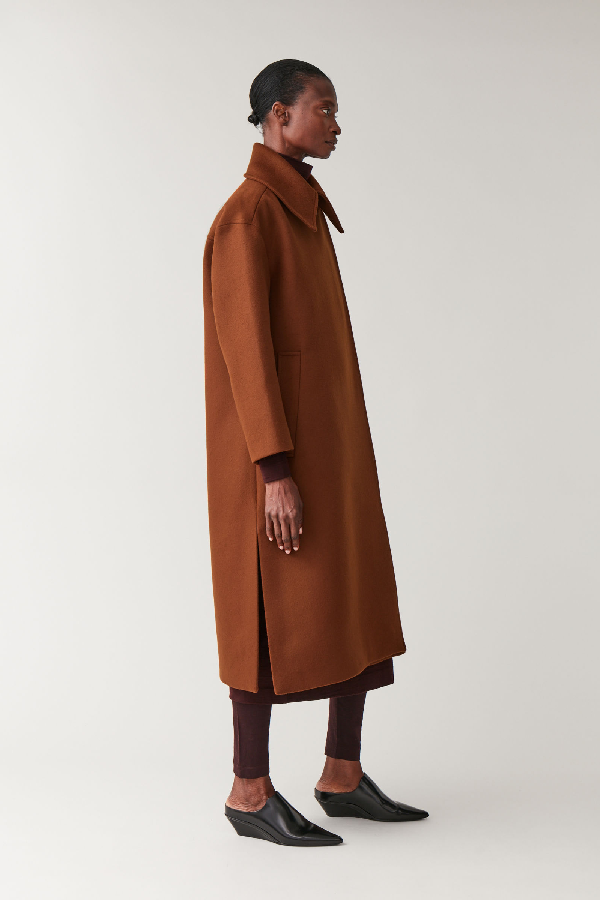 Cos Wool Coat With Oversized Collar In Beige | ModeSens