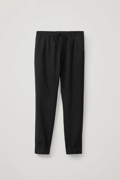 Cos Drawstring Wool Crepe Pants In Black