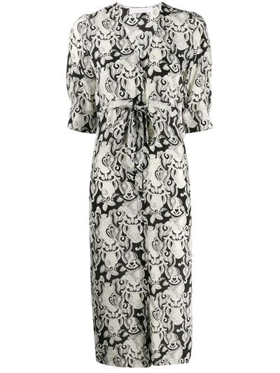 See By Chloé Women's Her Floral-print Stretch-silk A-line Midi Dress In Black