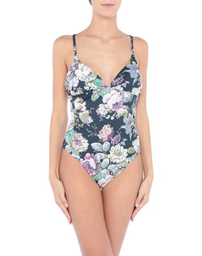 Semicouture One-piece Swimsuits In Steel Grey