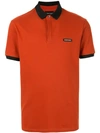 Emporio Armani Logo Patch Colour Block Polo Shirt In 橘色