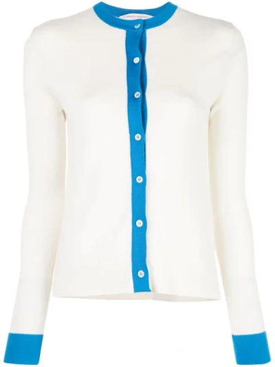 Carolina Herrera Contrast Border Cardigan In White