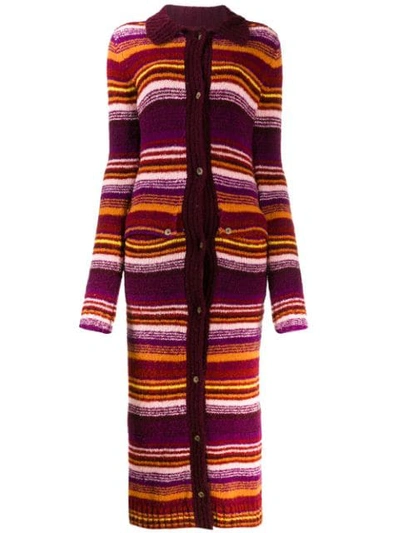 House Of Holland Striped Cardi-coat In Purple