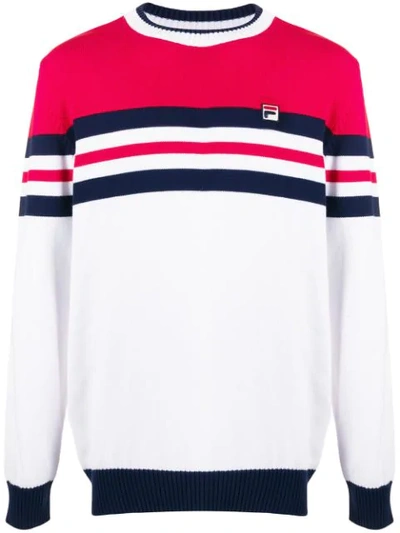 Fila Branded Striped Jumper In White