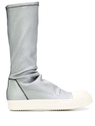 Rick Owens Pull Sock Boots In Silver