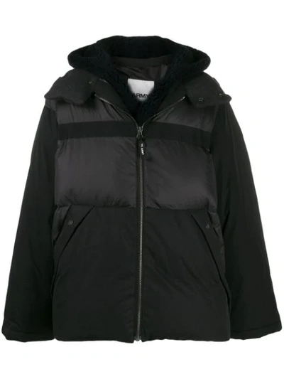 Yves Salomon Hooded Padded Coat In Black