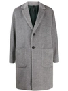 Hevo Textured Single-breasted Coat In Grey