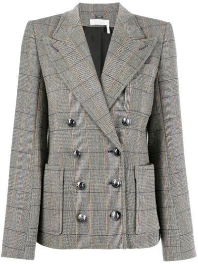 Chloé Checked Double-breasted Jacket In Neutrals