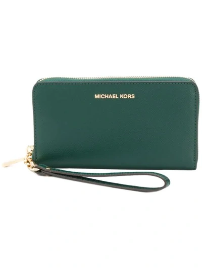 Michael Michael Kors 'jet Set' Portemonnaie Mit Logo-schild In Green